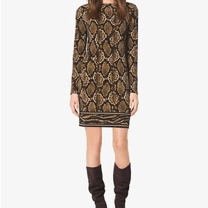 MICHAEL Michael Kors Tan & Black Snake-Print Long Sleeve Dress